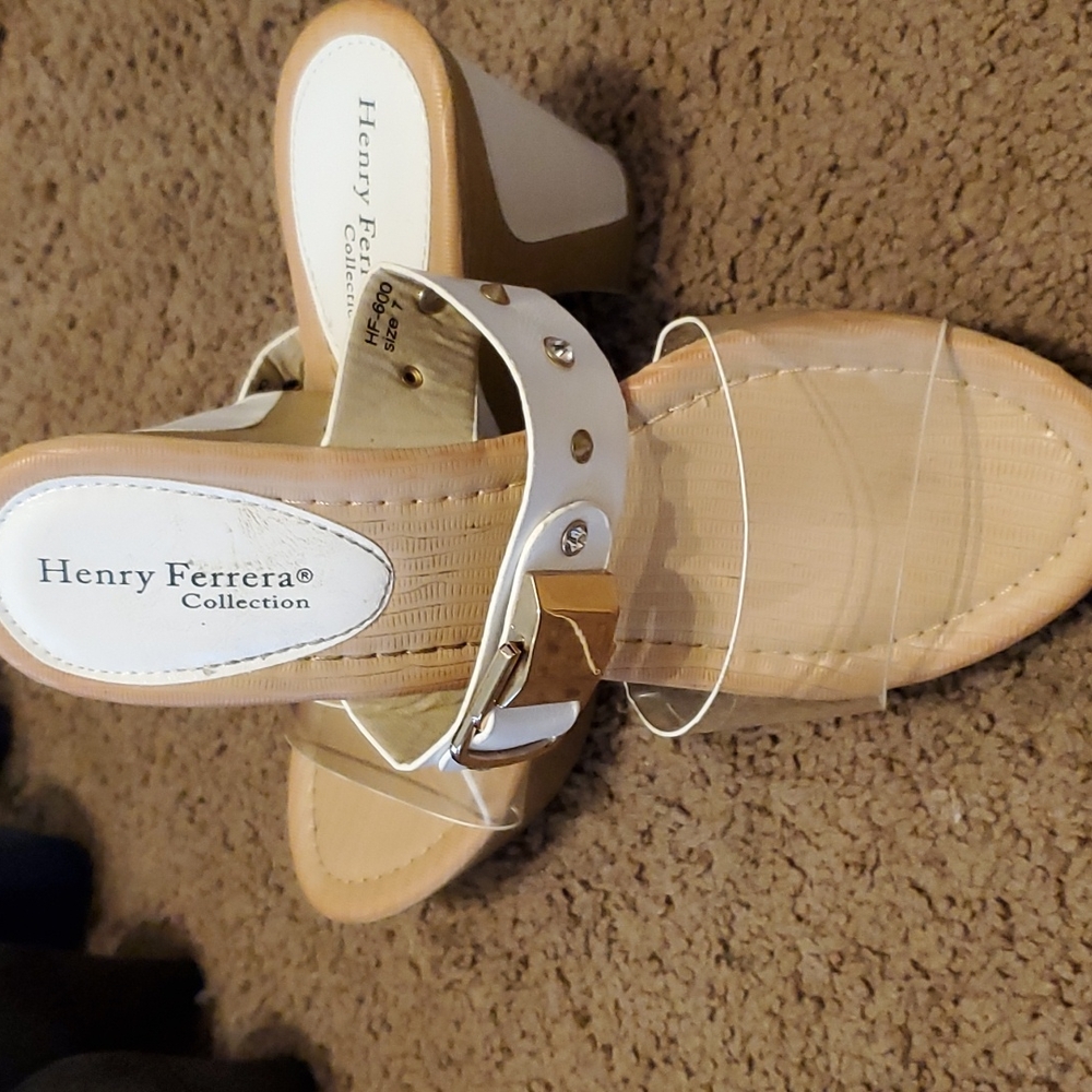 White heeled mule